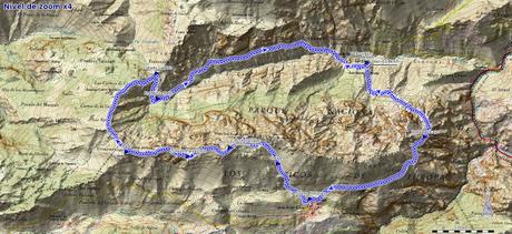 Mapa de la Pasada del Picayo y Cueto Cerralosa y Jajao
