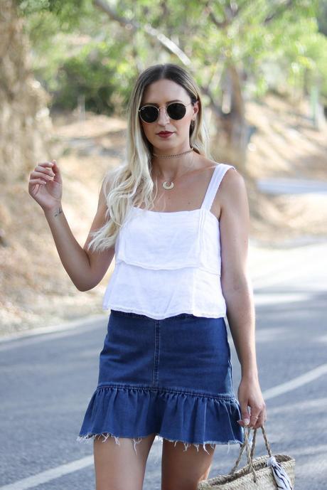 DENIM SKIRT & WHITE TOP DENIM SKIRT & WHITE TOP