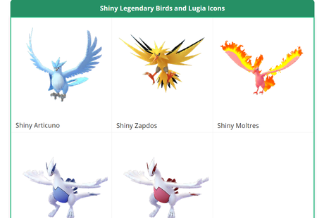Pokémon GO esconde modelos de las aves legendarias en shiny, ¿se podrán capturar en esta variante?