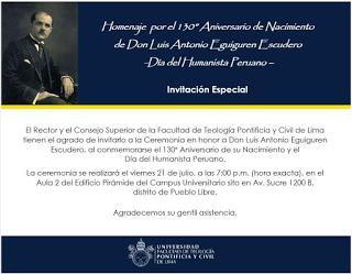 Homenaje a Don Luis Antonio Eguiguren Escudero - Día del Humanista Peruano en la Facultad de Teología