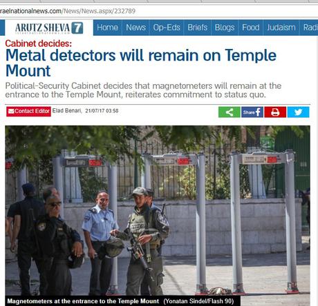 Los detectores de metales permanecerán el Monte del Templo.