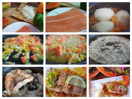 Salmón con salsa de papaya