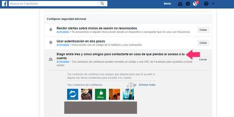 Configura tu cuenta de Facebook para que tus contactos de confianza te envíen un código de recuperación de tu Cuenta