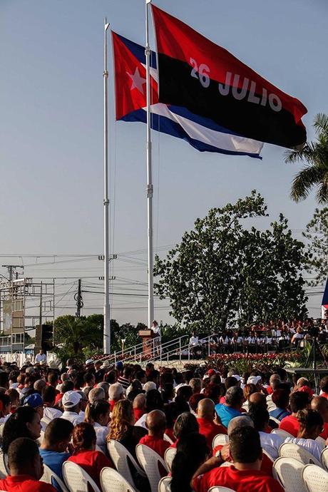 José Ramón Machado Ventura, Segundo Secretario del Comité Central del Partido Comunista de Cuba y Vicepresidente de los Consejos de Estado y de Ministros, ofrece las palabras centrales del acto central por el aniversario 64 de la gesta del Moncada y Día de la Rebeldía Nacional, en Vueltabajo, provincia Pinar del Río, Cuba, el 26 de julio de 2017. Foto: ACN/ Abel Padrón.