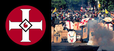 omo se puede observar, la oposición venezolana utiliza la misma estética de agrupaciones internacionales que practican crímenes de odio. A la izquierda, la cruz ardiente, símbolo del Ku Klux Klan; a la derecha, una manifestación “pacífica” de la oposición venezolana. Foto: Red58.