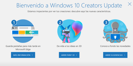 Novedades ultima actualización Windows 10 Creators Update
