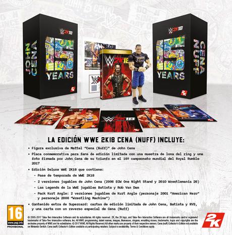 Se anuncia edición WWE 2K18 Cena con figura, placa, lona y más