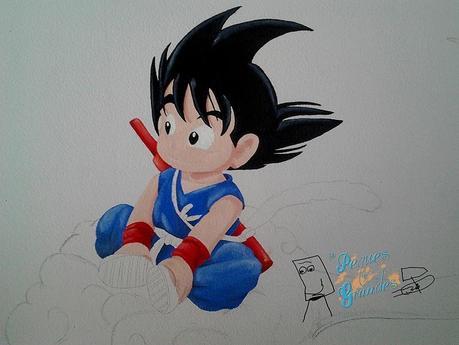 Pintura en pared para cuarto infantil: Goku pequeño en su nube - Paperblog
