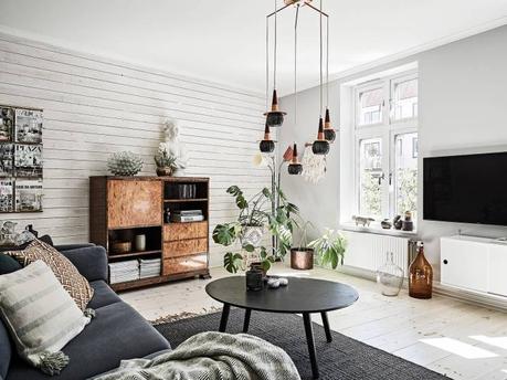 piso sueco pared de madera paneles de madera estilo nórdico decoración pisos pequeños decoración interiores blog decoración nórdica 