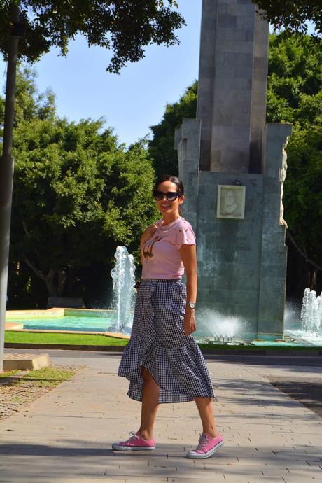 MANGO VICHY SKIRT OUTFIT