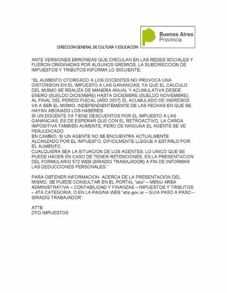 Pago del retroactivo Docente Provincia de Buenos Aires  7/8/17