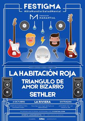 La Habitación Roja, Triángulo de Amor Bizarro y Sethler, el 6 de octubre en Festigma en Madrid