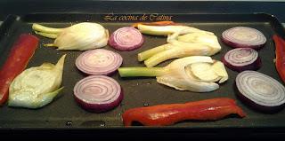 Crostinis con verduras a la plancha