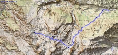 Mapa ruta Collado Pandébano Refugio del Jou de los Cabrones