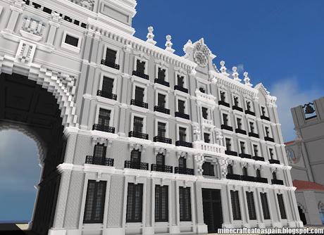 Réplica Minecraft del Edifico Banco de Santander, Santander, España.