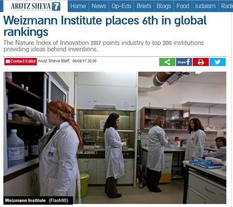 Éxito de la investigación israelí: el Instituto Weizmann, el 6º mejor del mundo.