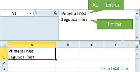 Como agregar una nueva linea en una celda de Excel o Calc de Libre Office