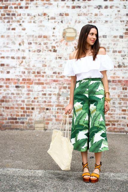 tropical print bardot