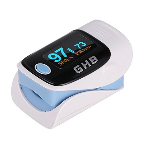 GHB Pulsímetro Oxímetro de Pulso y Monitor de Ritmo Cardíaco con Pantalla LED azul