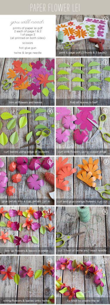 26 sencillas y útiles ideas con Flores de papel Hawaianas