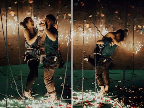 Le pidió matrimonio a su novia de forma muy romantica, escalando