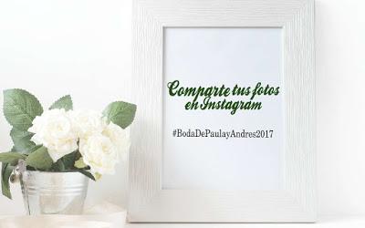 Cartel con hastag de la boda