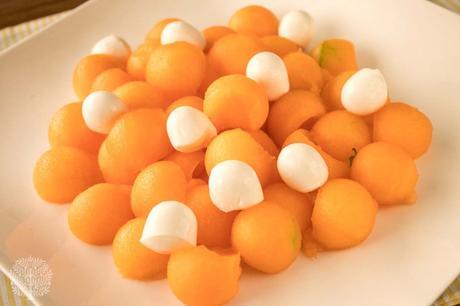 Ensalada de melón con mozarella y jamón Ensalada de melón con mozarella y jamón