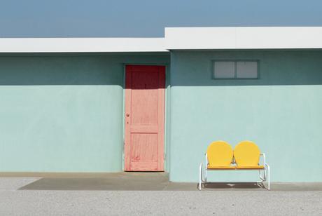 motel in palm spring, pastel colors