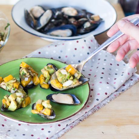 receta de mejillones con vinagreta de mango La Sirena