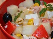 Ensalada conchas melón queso feta