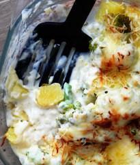 Brocoli gratinado con patata y cebollita