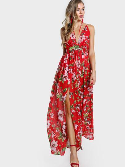 Ideas para una boda informal (por menos de 30€) http://es.shein.com/Plunging-Crisscross-Back-Calico-Print-Dress-p-359865-cat-1727.html?aff_id=4665
