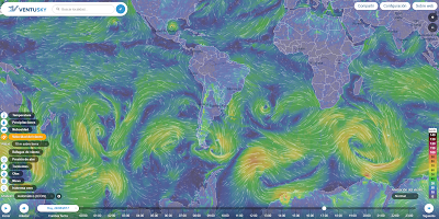 Una página que muestra fenómenos climáticos en tiempo real