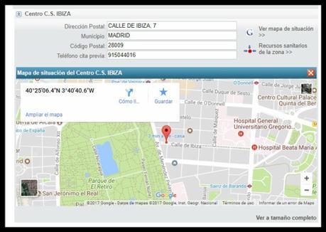 mapa de situación del centro de salud