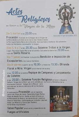 Programa Festividad Virgen de la Mina 2017 Almadén