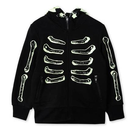 skeleton bones black hoodie for kids