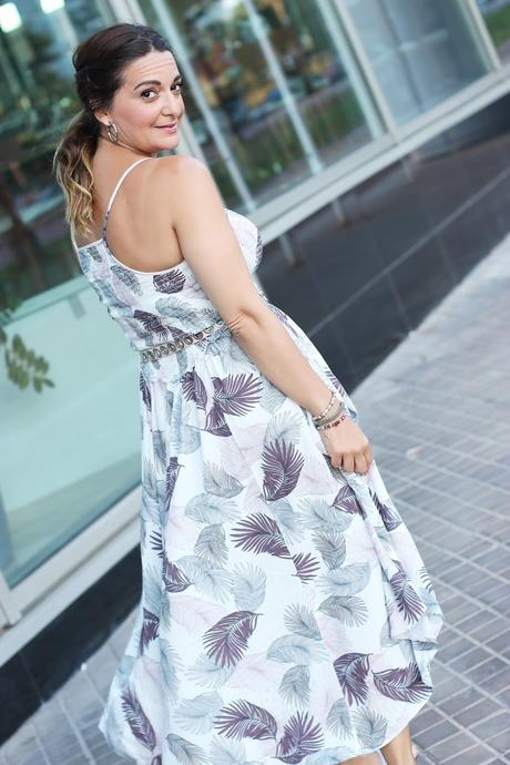 Vestido de estampado de hojas