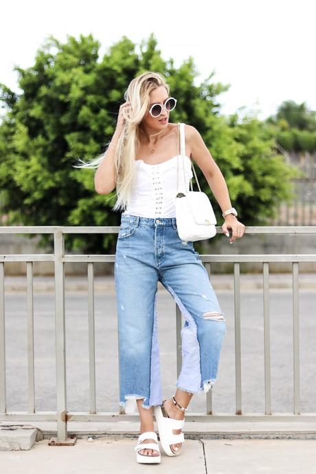 CULOTTE JEANS AND WHITE