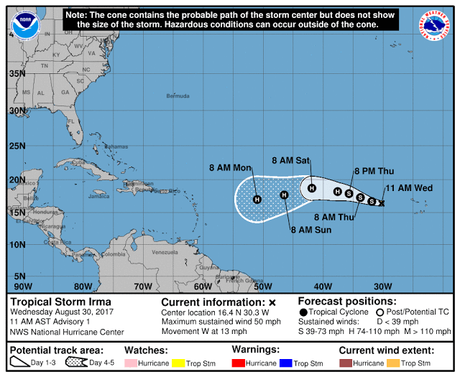 Se forma tormenta Irma con mirada al Caribe; subiría a huracán.