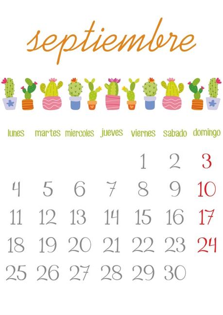 Imprimible: Calendario Septiembre 2017