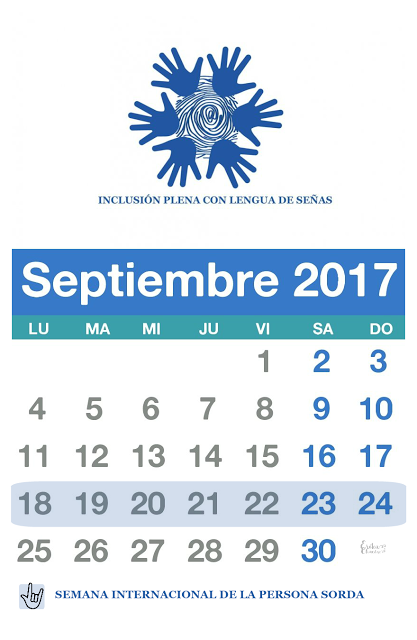 CALENDARIO del mes de Septiembre para la Comunidad de personas Sordas