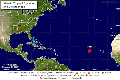 Irma es ya huracán categoría 2 y sigue ganando fuerza en ruta al Caribe.