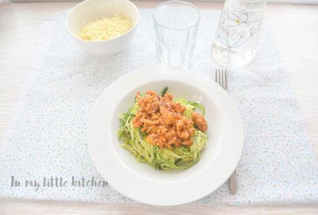 Reto Alfabeto Salado: Spaghettis de calabacín con boloñesa de pollo