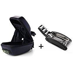 Pack Alforja Bolsa para Sillín de Bicicleta + Kit herramientas multiuso ciclismo 16 en 1