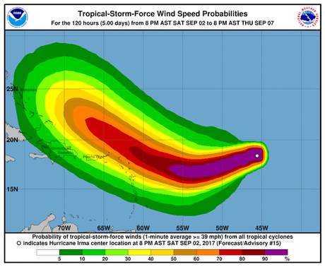 Trayectoria pronosticada de huracán se aproxima más a RD en boletín de las 11 PM.
