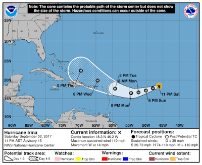 Trayectoria pronosticada de huracán se aproxima más a RD en boletín de las 11 PM.
