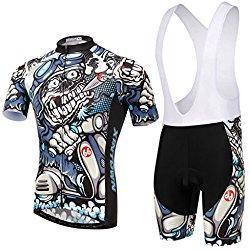 Skysper Hombres Jersey + Pantalones cortos Mangas cortas de Ciclismo Ropa Maillot Transpirable para Deportes al aire libre Ciclo Bicicleta