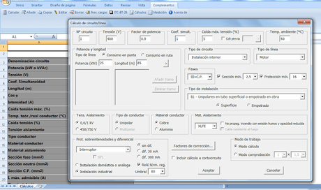 Aplicación para el cálculo de instalaciones eléctricas de baja tensión