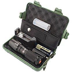 Koly Linterna táctica Policía zoomable X800 XML T6 LED + 18650 + cargador + Caso