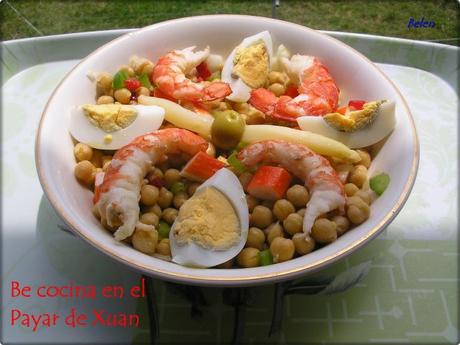 Salpicón de garbanzos y langostinos